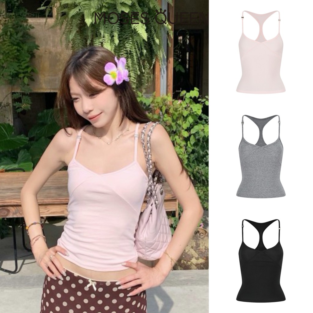 MOSESQUEEN เสื้อกล้ามเปลือยสําหรับผู้หญิงใส่ได้ทั้งด้านในและด้านนอกในฤดูร้อนสลิมมิ่งและดีไซน์หลังสวยแขนกุดเสื้อชั้นฐานสีขาว #63688+63688-1+63688+2 ราคาถูก Shopee Lazada