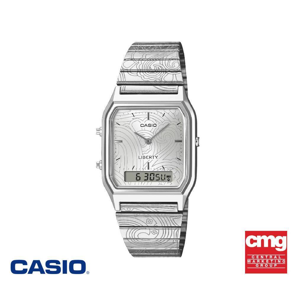 CASIO นาฬิกาข้อมือ CASIO รุ่น AQ-230ELT-7ADR สายสเตนเลส สีเงิน