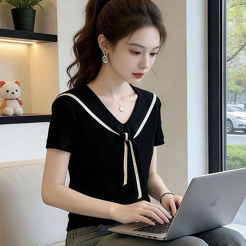ส่งไวจากไทยBreezeS-3XL เสื้อยืดแขนสั้นผู้หญิงฤดูร้อนใหม่บวกขนาดเกาหลีพอดีหลวมสั้นผู้หญิงฤดูร้อนผ้าคลุมไหล่ด้านบน