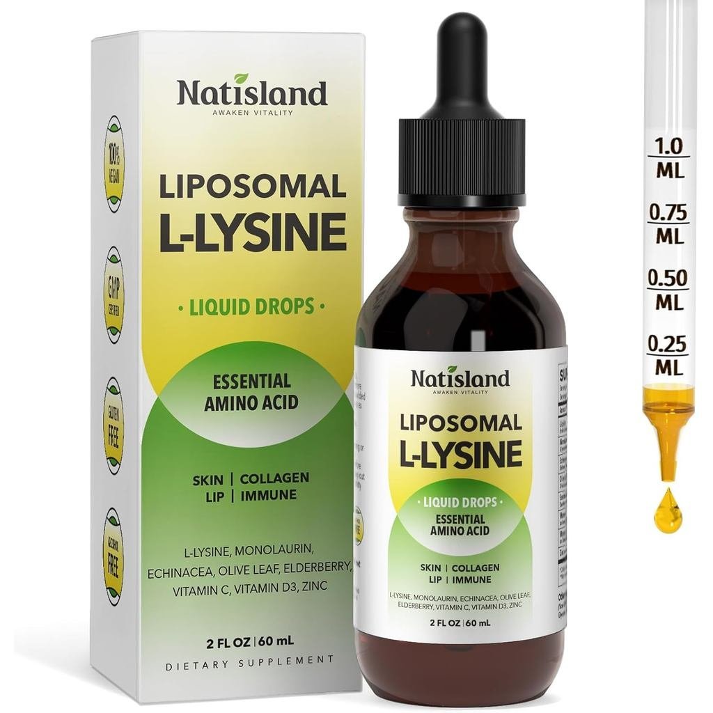 Liposomal L-lysine Monolaurin Liquid Drops, Lysine 1000MG อาหารเสริมสําหรับผู้ใหญ่และเด็ก, Echinacea