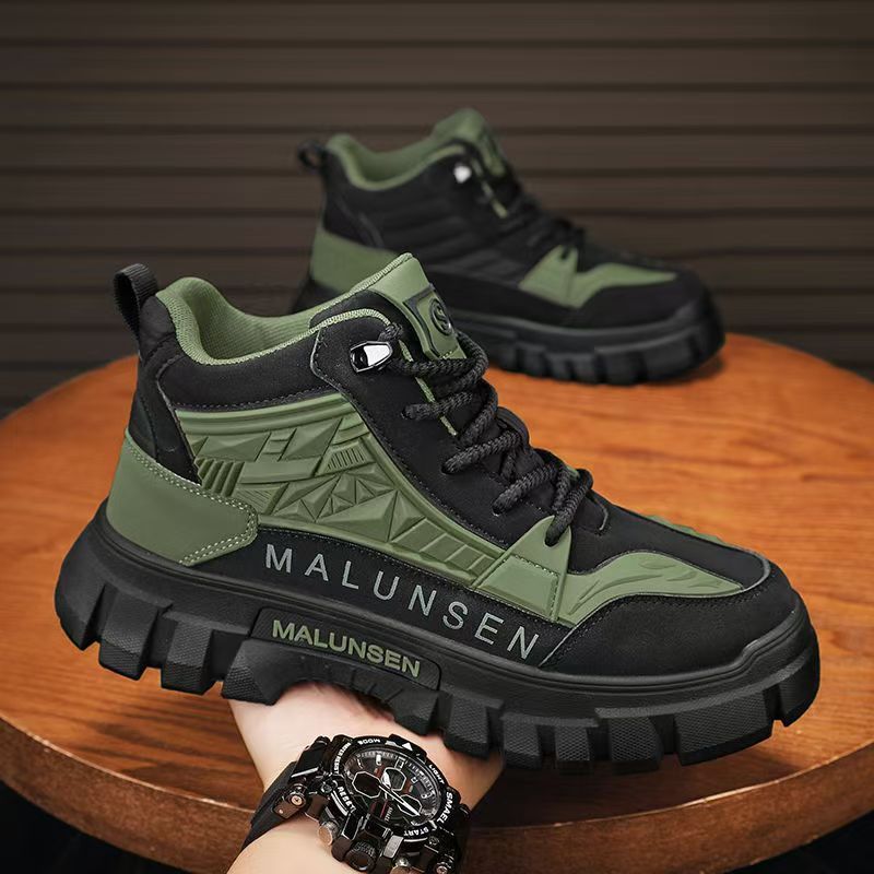 Martin Boots Mens High-Top Winter American Retro Motorcycle Tooling Boots Outdoor Mountaineering Waterproof Anti-Slip หนา @-