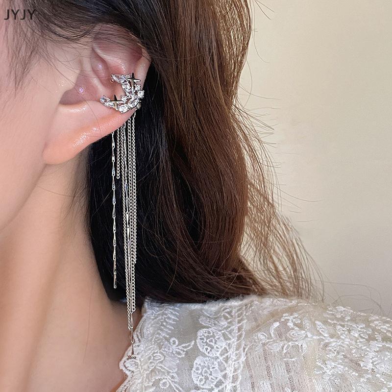 Jyjy zircon zircon ต่างหูยาวพู่ห้อยแบบหนีบแบบไม่ต้องเจาะต่างหูผู้หญิง