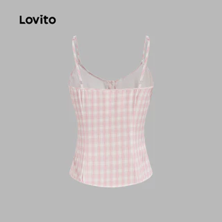 (New Arrival) Lovito เสื้อลําลองผู้หญิง สีชมพู เรียบง่าย มีปุ่มด้านหน้า สไตล์ลําลอง เหมาะสําหรับฤดูใบไม้ผลิ/ฤดูร้อน เกาหลี อินเทรนด์ L197AD1030