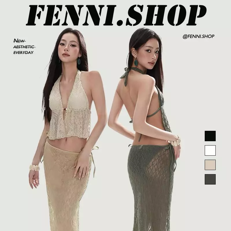 FENNI สต็อกพร้อมส่งในกรุงเทพ สายแซ่บลุคคุณหนู สายเดี่ยวสไตล์ไปเที่ยว ตกแต่งลูกไม้และลูกปัด บิกินี่ เซ็กซี่ ช่วยให้ดูผอม