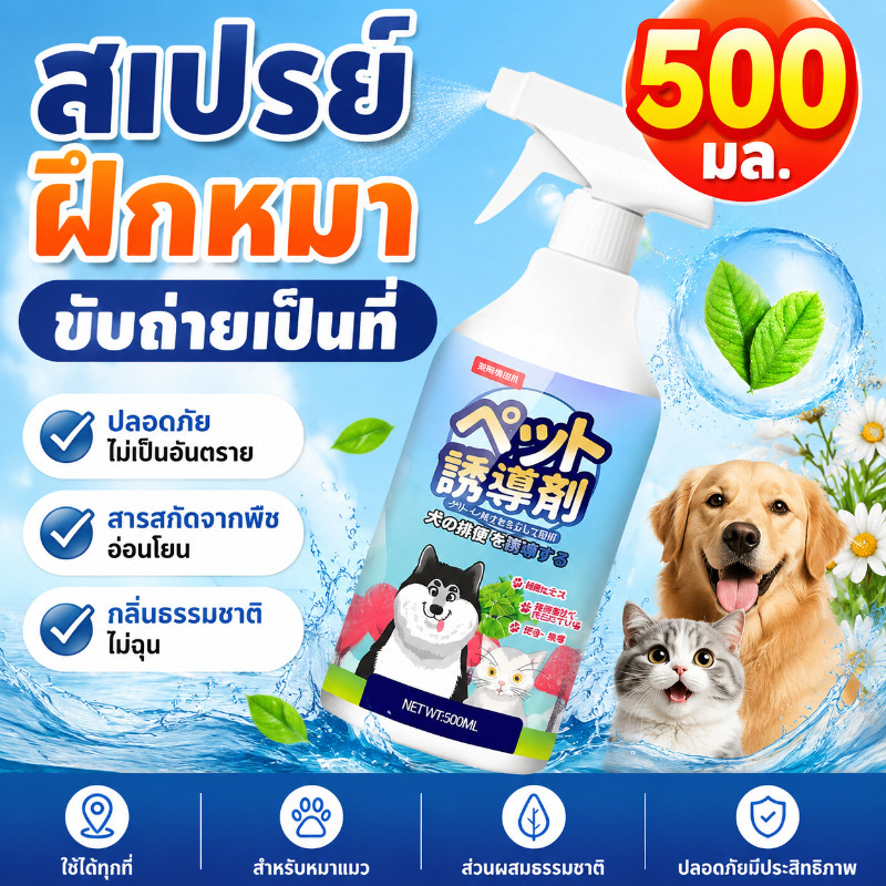 พร้อมจัดส่ง🐕‍🦺🐶🐕500ml สเปรย์ฝึกการขับถ่าย สเปรย์ฝึกหมาฉี่  เพียงพ่น ฝึกหมาและแมวขับถ่าย สเปรย์ฝึกขับถ่ายสุนัข