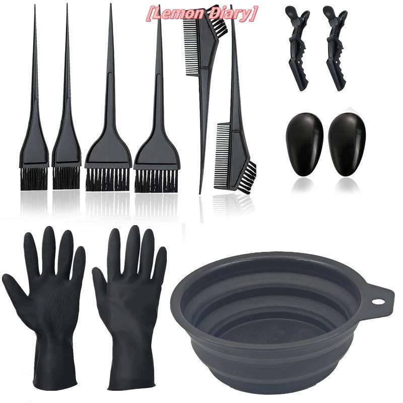 แอลดี| แปรงย้อมผมและชามชุดหมวกหูย้อมผสมผม Tint Dying Coloring Applicator Dye เครื่องมือ Hairdressing จัดแต่งทรงผมอุปกรณ์เสริมใหม่
