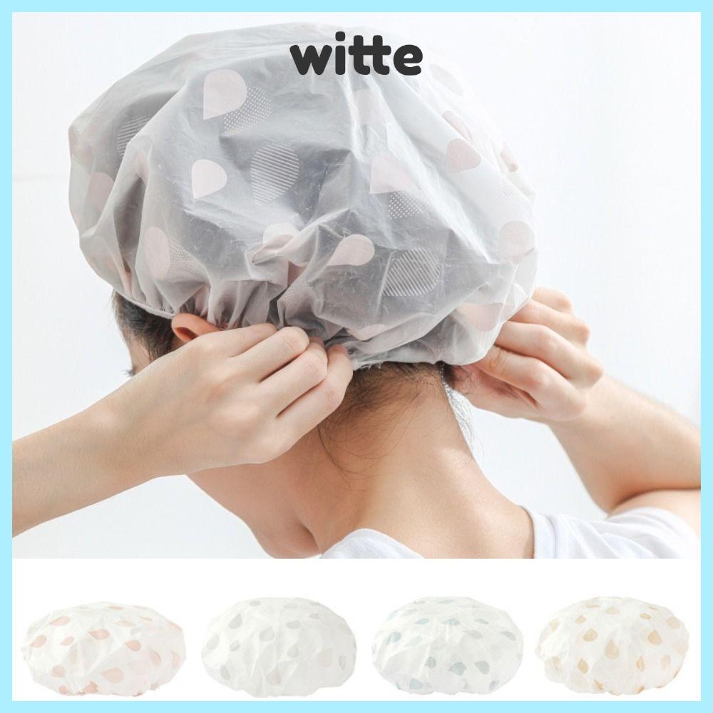 WITTE หมวกอาบน้ํากันน้ํา,การออกแบบสองชั้นหนาหมวกอาบน้ําผม,อุปกรณ์ห้องน้ําอุปกรณ์เสริม EVA หมวกเครื่องสําอาง Double Drying Hair Cap ผู้ใหญ่