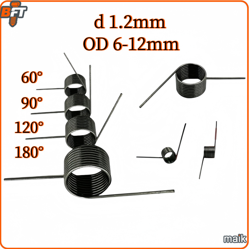 5 ชิ้น d 1.2 มม ลวดเหล็กสปริงตัว V สปริงเหล็กแรงบิด 65Mn OD 6, 7, 8, 9, 10, 11, 12มม V-Shaped Torsio