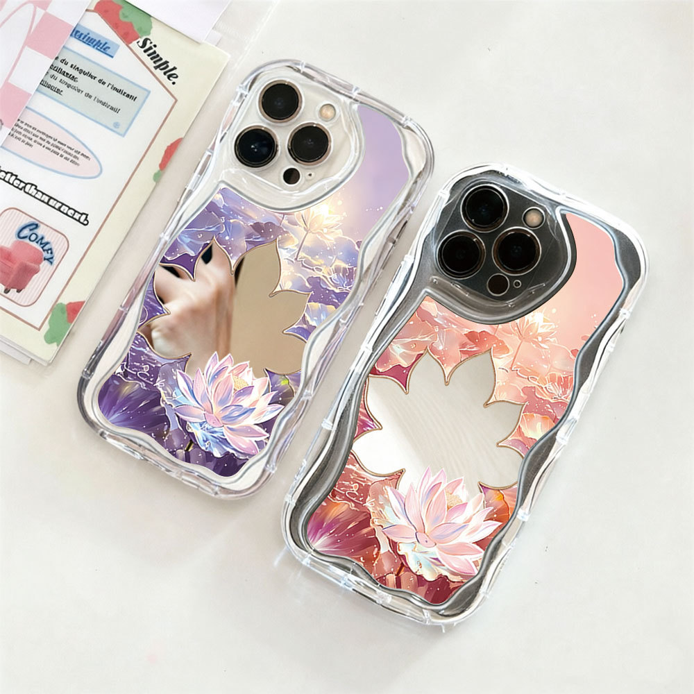 Insความงามดอกไม้Mapleกระจกโปร่งใสครีมหยักฝาครอบโทรศัพท์Redmi 15 A515C14C Note14 14 Pro 13 12 A2 A1 A