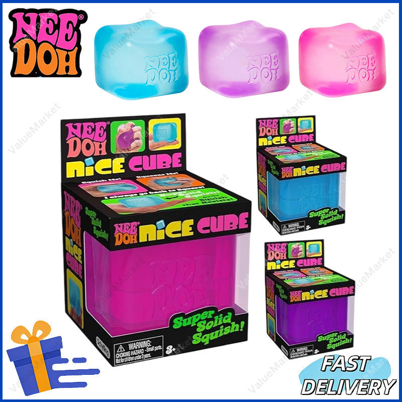 NeeDoh ของเล่นคลายเครียดมันเงา ลูกบาศก์คลายเครียด สีสันสดใส แบบพกพา ของขวัญที่ดีที่สุดสําหรับเด็ก ตลาดคุ้มค่า