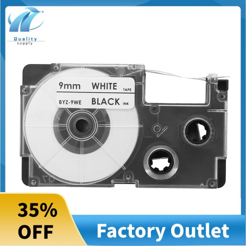3 แพ็ค 9 มม. สีดําบน White Label Tape Label Maker ใช้งานร่วมกับ -120, -60, -100, KL750B, KL750, KL72