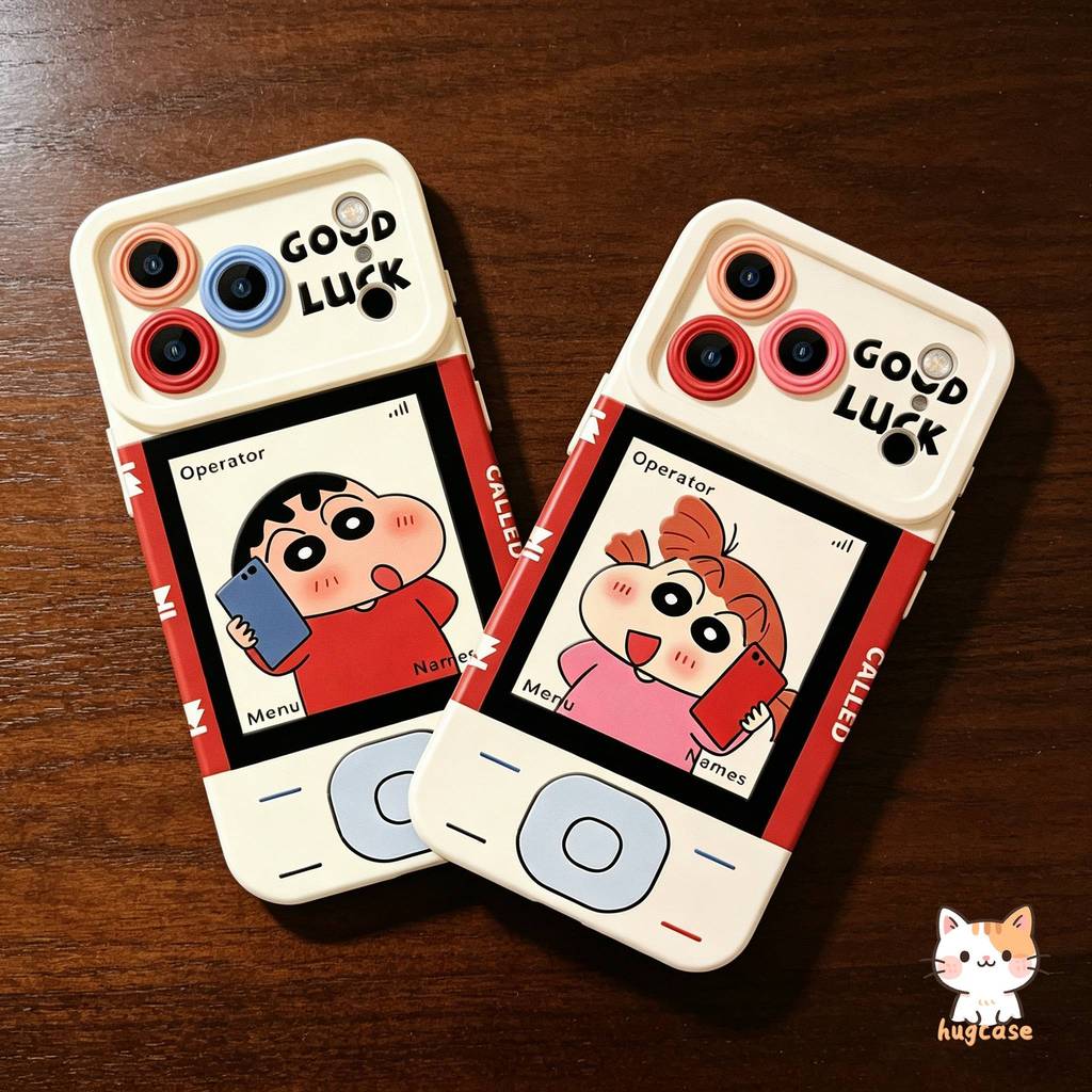 เคสไอโฟน17 เหมาะสำหรับ iPhone 16 11 15 13 Air 14 12 17 Pro Max 16E 8 14 7 15 16 Plus ลายชินจังคู่น่ารักมาก กันกระแทก