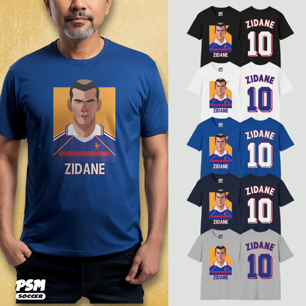 PSM เสื้อยืดลายนักฟุตบอล Zidane France 98Size S-5XL