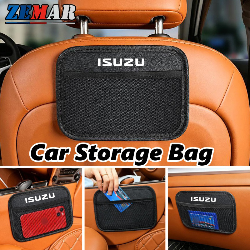 ISUZU รถตาข่ายเก็บกระเป๋ากาวเก็บกระเป๋ารถที่นั่งกลับกล่องเก็บอุปกรณ์ตกแต่งภายในรถยนต์สําหรับ Dmax Pa