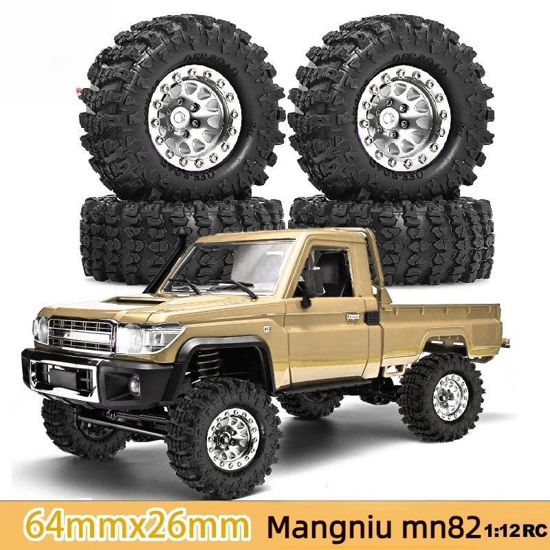 4 ชิ้น 64 มิลลิเมตร 7 มิลลิเมตร Hex 1.3 MN82 โลหะผสม Beadlock ล้อยาง MN82 LC79 1/12 RC Crawler สูงจับยาง Fit (SCX24/AX24/FCX24/TRX4M) 1/18 1/24 RC Crawlers