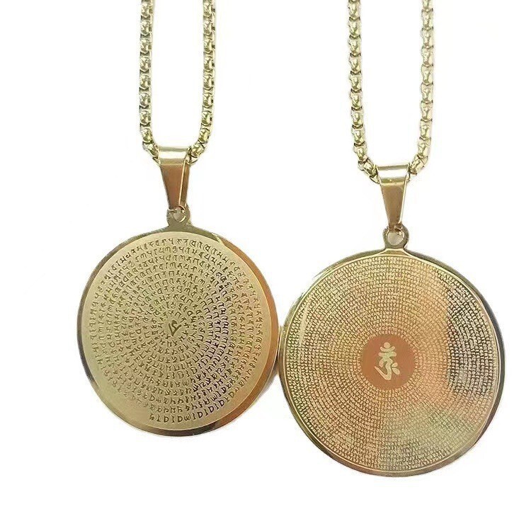 T ไทเทเนียมเหล็ก Amulet จี้ Shurangama Mantra Scripture สร้อยคอจี้ผู้ชายผู้หญิงเครื่องประดับ Non-Fad