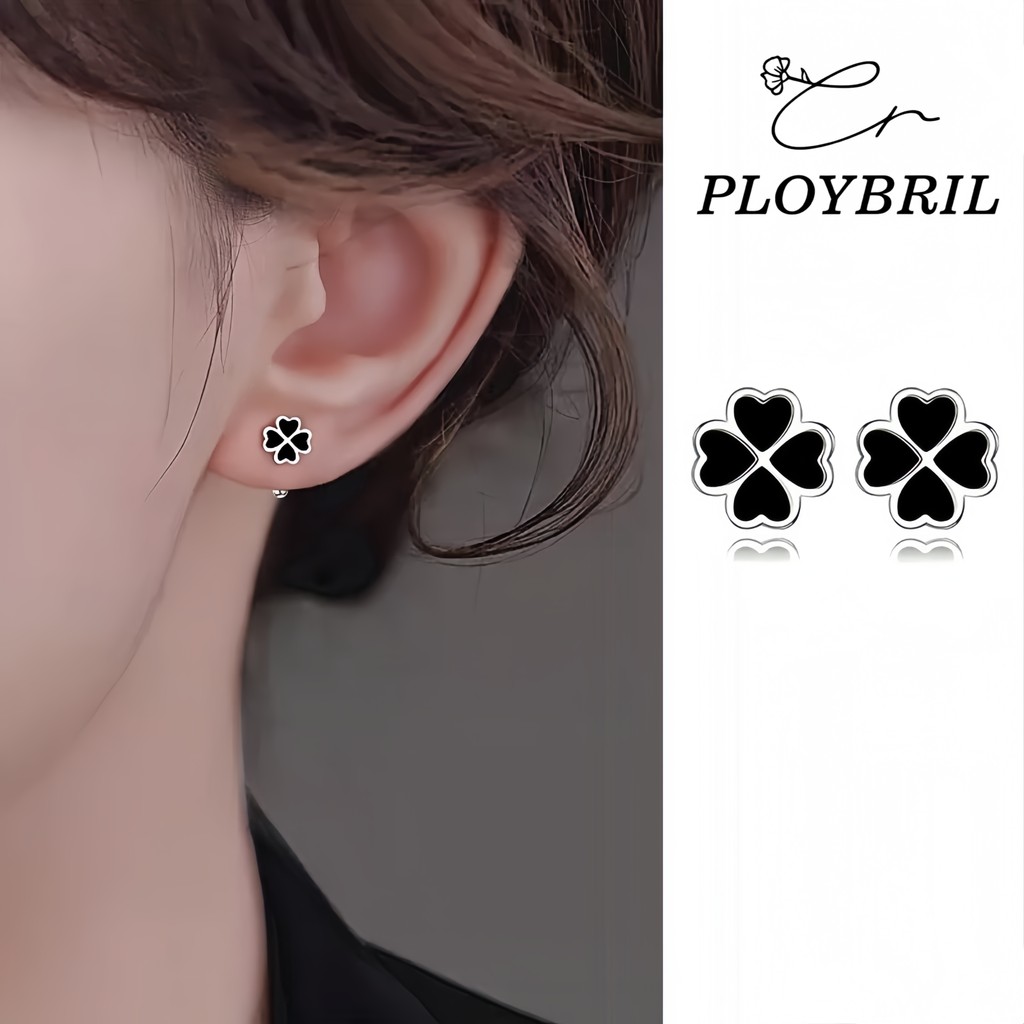 PLOYBRIL ต่างหูโคลเวอร์สี่แฉก ต่างหูหัวใจ  ต่างหูแฟชั่นระดับไฮเอนด์ เครื่องประดับสำหรับผู้หญิง E089