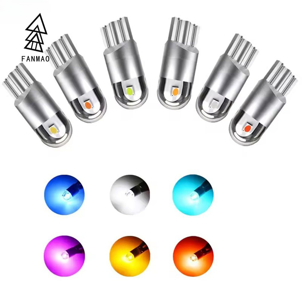 FANMAODZ 1 ชิ้น T10 หลอดไฟ LED สีขาว 168 501 W5W โคมไฟ LED T10 Wedge 3030 2SMD LED Auto Wedge หลอดไฟ