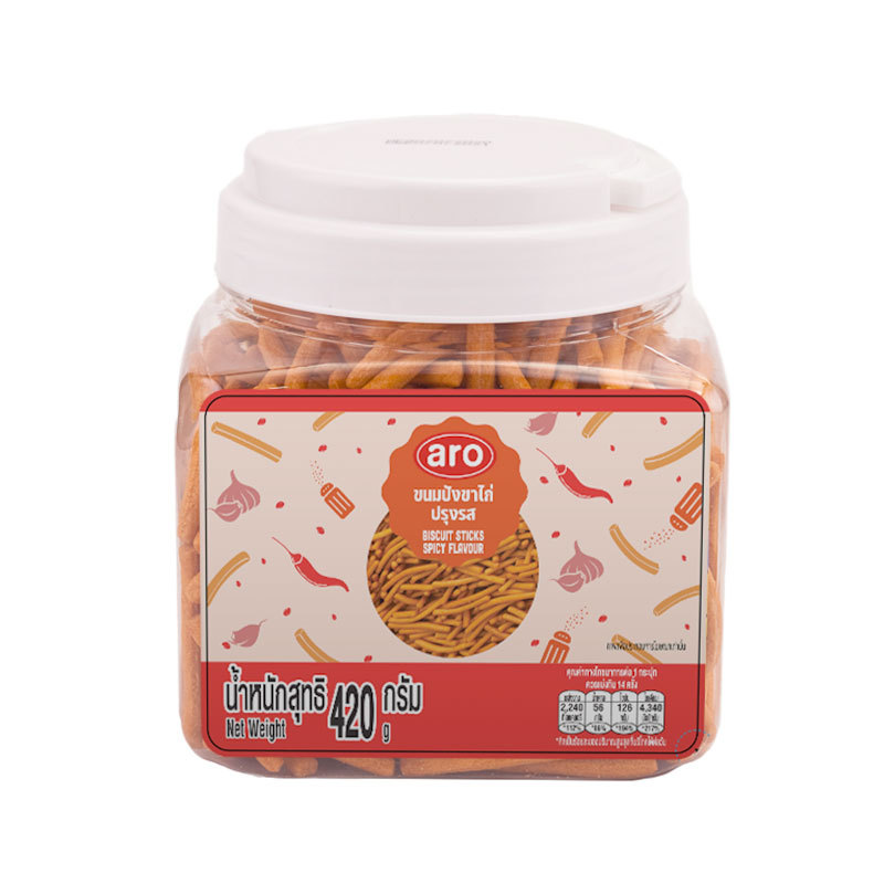 เอโร่ ขนมปังขาไก่ปรุงรส 420 ก. (ARO Biscuit Sticks Spicy 420 g)