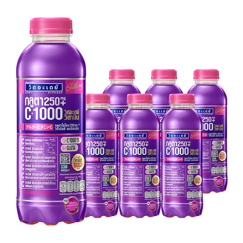 วิตอะเดย์ กลูตาไธโอน และวิตามินซี 1000 มก. 480 มล. x 6 (VITADAY Glutathione and Vitamin C 1000 mg 480 ml x 6)