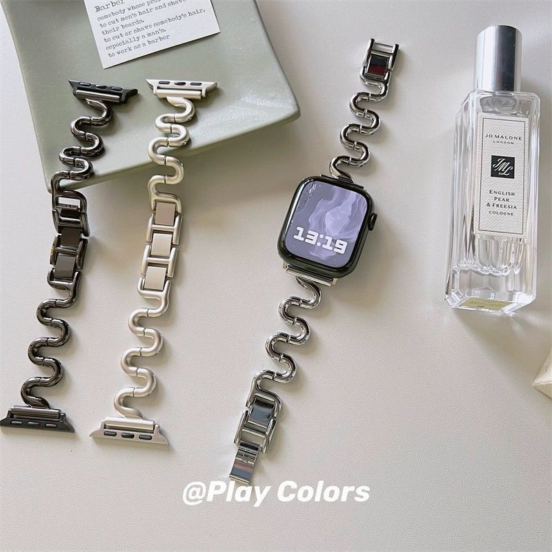 S9 Watch se78iwatch345 Chanel Style Metal Strap Chain Watch Strap Stainless Steel Trend v