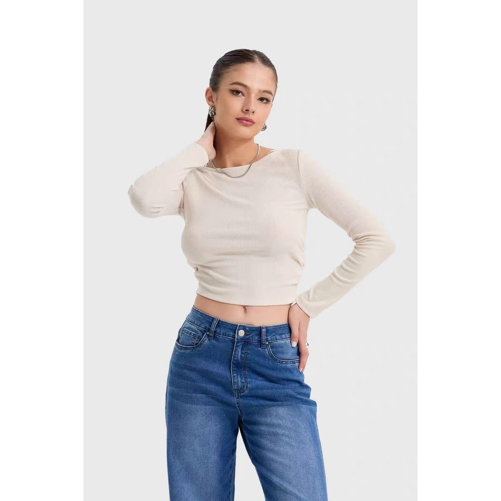Niche Nordic fsp * Glossy กระพริบเล็กน้อย ~ เรือคอยาวแขนยาวยืด Slimmer ดู Bottoming เสื้อหญิงสาวร้อน