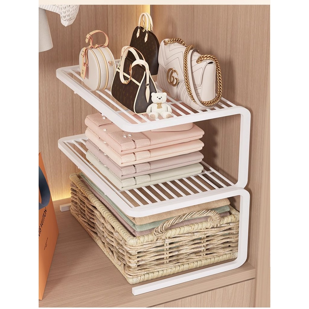 ตู้เสื้อผ้า Layered Rack Partition Partition Storage Rack ตู้ชั้นตู้จัดเก็บ Space Utilization Handy 