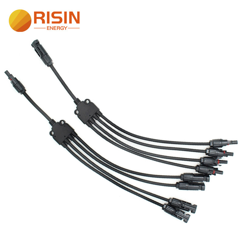 Risin 4 ถึง 1 ขายร้อน MC4 ปลั๊ก SOLAR PV Y สาขาเชื่อมต่อ 6mm2 สายพลังงานแสงอาทิตย์ได้รับการอนุมัติสํ