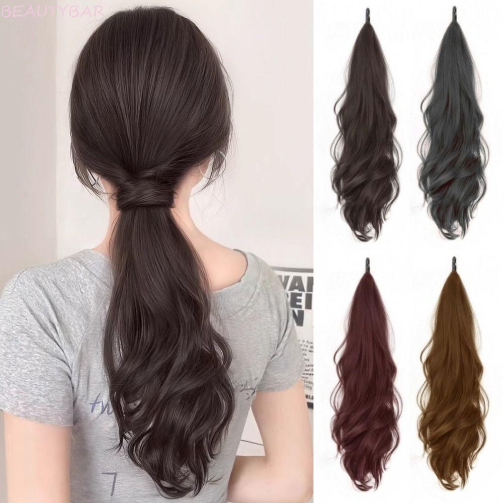 BEAUTYBAR8 Wave วิกผมหางม้า, 24 นิ้ว Self-Winding ยาว Curly หางม้า Extensions,อุปกรณ์เสริมผมธรรมชาติสังเคราะห์ Layered Pony Tail Hairpieces สําหรับผู้หญิง