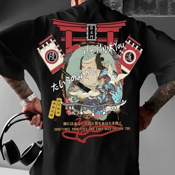 เสื้อยืดคอกลมลายพิมพ์นักรบสถาปัตยกรรมโบราณสำหรับผู้ชาย สไตล์สตรีทแฟชั่นใหม่ ขายดี นุ่มสบาย ระบายอากาศได้ดี เหมาะสำหรับกิ