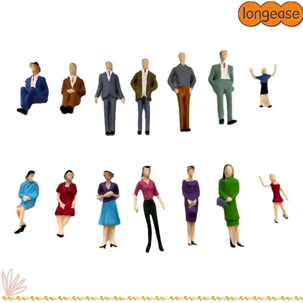 LONGE 10pcs Miniature ภูมิทัศน์ตุ๊กตา,สี ABS Crafted ทรายตารางรูปแกะสลัก,ยืนคน 1:25 1:30 1:50 1:75 1:87 Scale Assorted Poses DIY วัสดุ