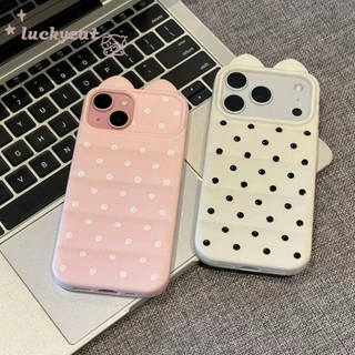 Insจุดที่มีสีสันน่ารักหูแมวนุ่มเคสโทรศัพท์สําหรับiPhone 17 16 15 14 13 12 11 Pro Max 16 15 14 Plus