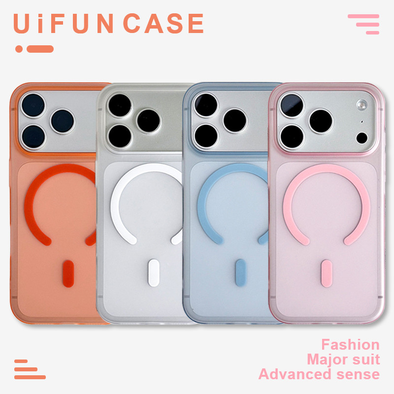 คลาสสิก มีน้ําค้างแข็ง สีบริสุทธิ์ไร้สายชาร์จแม่เหล็กเคสโทรศัพท์เข้ากันได้สําหรับ ไอโฟน 17 16 15 14 บวก 13 12 11 มือโปร สูงสุด 16บวก ช็อกทนหลุมใหญ่ พีซี ปกหลัง