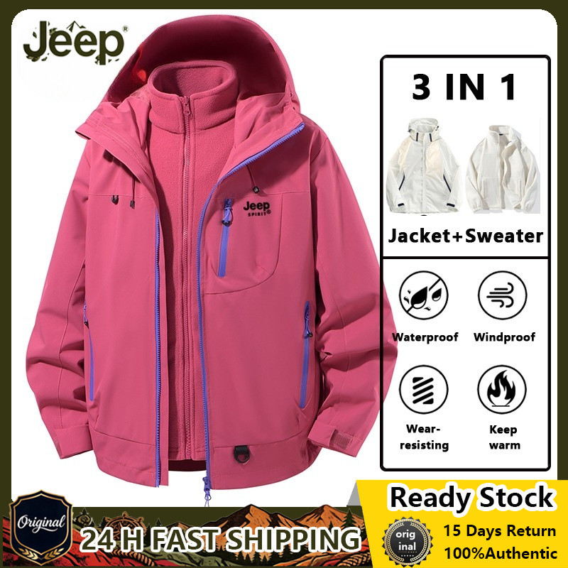 JEEP SPIRIT เสื้อแจ็คเก็ตฤดูหนาวสําหรับทั้งชายและหญิงกันน้ําเสื้อแจ็คเก็ตสกีกันลมแจ๊กเก็ตความร้อนที่