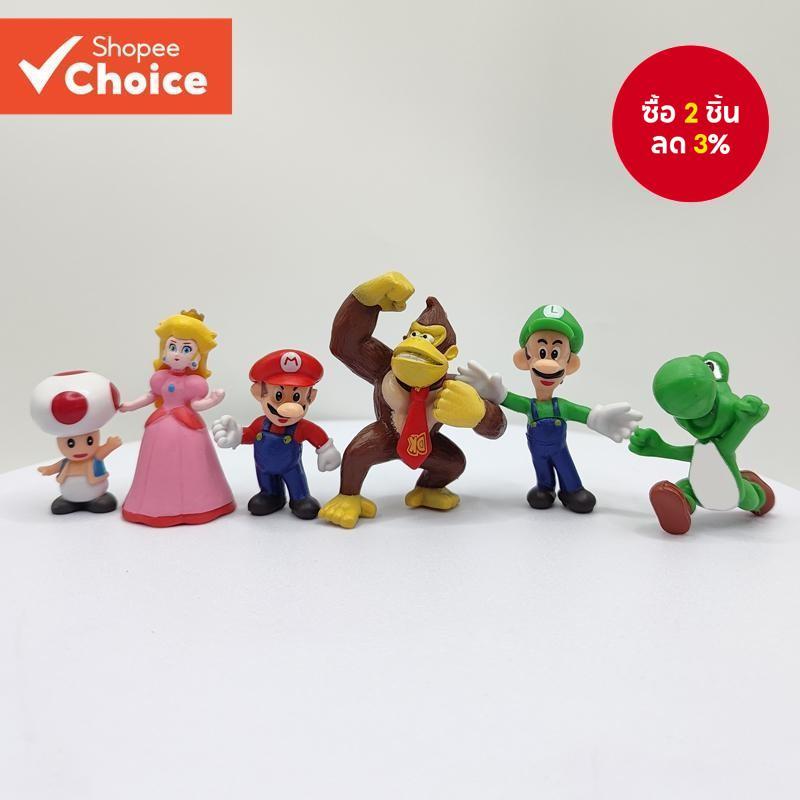 < Available > 6pcs/set Super Luigi Bros อะนิเมะตัวเลขตุ ๊ กตา Yoshi Donkey Kong เห ็ ด PVC ของเล ่ นเด ็ กของขวัญวันเกิด