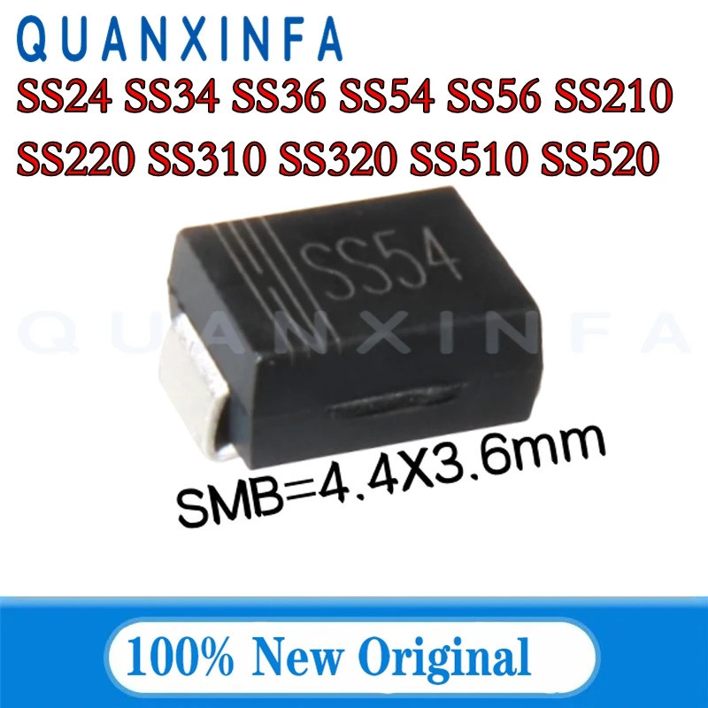 50PCS SS24 SS34 SS36 SS54 SS56 SS210 SS220 SS310 SS320 SS510 SS520 SMB Schottky ไดโอดในสต็อก DVBE