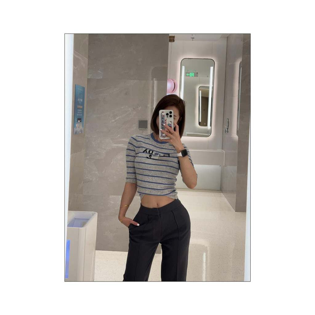 4O9F PA Spring/Summer Elegant Wool Slim-Fit Knit Top for Women