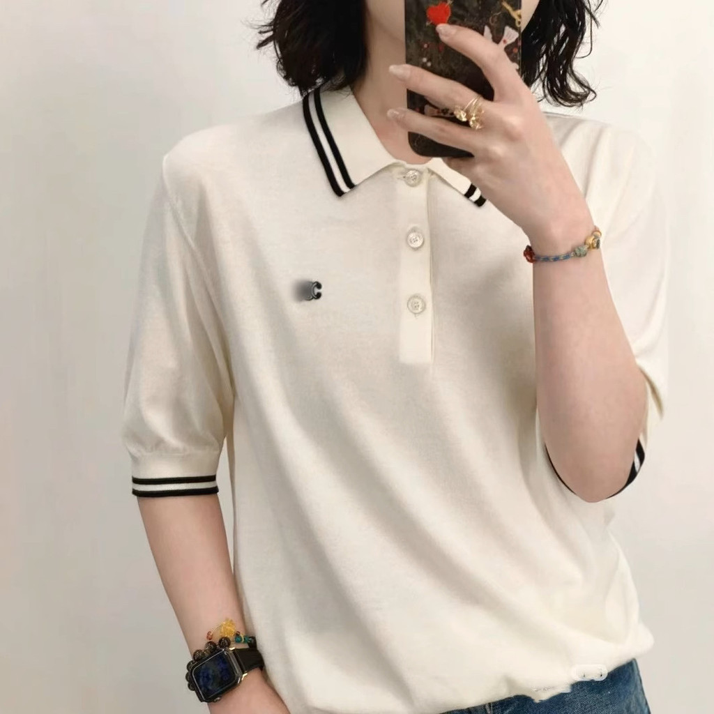 2S2M Ce**ne 2025New Summer Knit Embroidery POLO New shirt model T Women's short-sleeved shirt