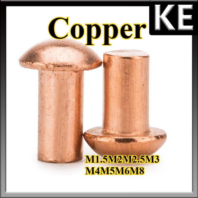 รีเวท ตะปู  หมุดย้ำ หัวกลม ทองแดง / Copper round head rivet   M1.5/M2/M2.5/M3/M4/M5/M6/M8 * L3-50mmKE-FASTENER