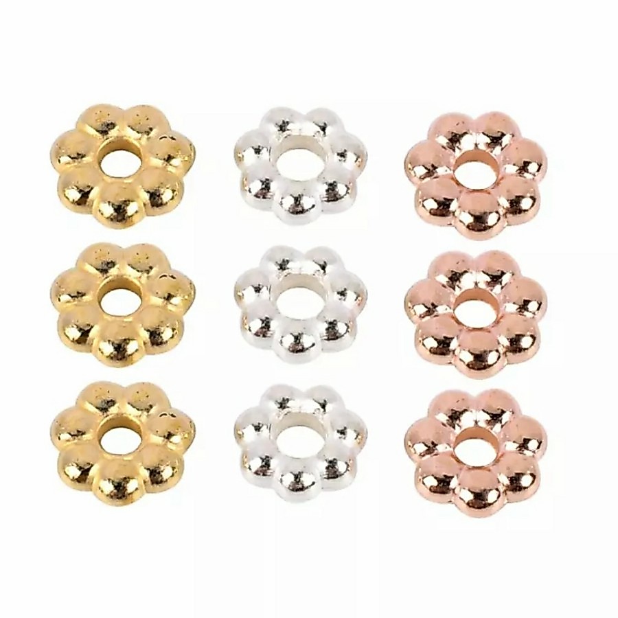 100PCS CCB DAISY FLOWER BEADS 4MM หรือ 6MM BEADS, BEAUTIFUL, คุณภาพ DIY HANDMADE MATERIALS