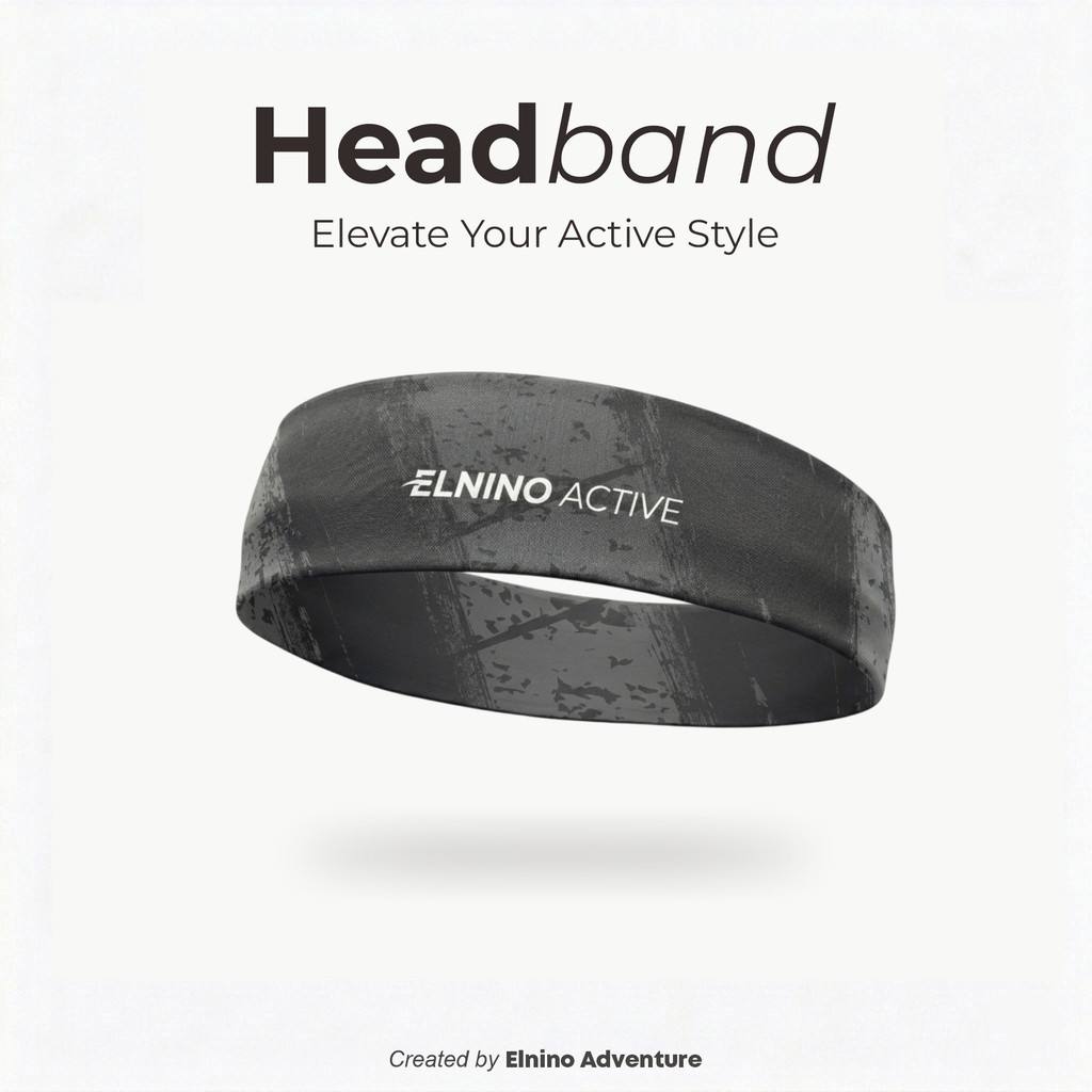 Elnino ที่คาดผม Active Sport Quick Dry Stretch Unisex Men Women - Slash Grey