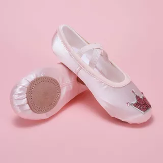 【ไทยสปอต】🇹🇭 จัดส่งทันที Shiny Crown ปักรองเท้าเด็ก Soft-Soled รองเท้าบัลเล่ต์สาวอนุบาลฝึกไม่เหนื่อยเท้า