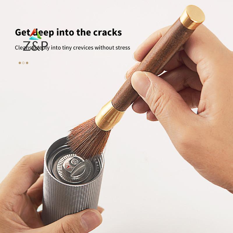 Z & P เครื่องบดกาแฟแปรงทําความสะอาดด้ามไม้เครื่องชงกาแฟแปรงทําความสะอาดเครื่องมือสําหรับ Barista Home Kitchen Coffeeware COD