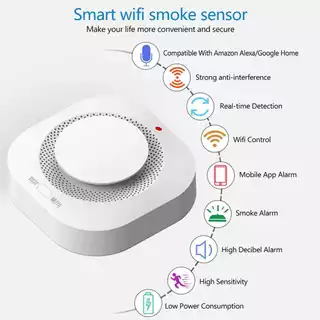 TL ตรวจจับควันไฟ Wi-Fi แบบใส่ถ่าน แจ้งเตือนเข้าแอป มีลำโพงในตัว Wi-Fi Photoelectric Smoke Detector(ไม่รวมแบตเตอรี่)