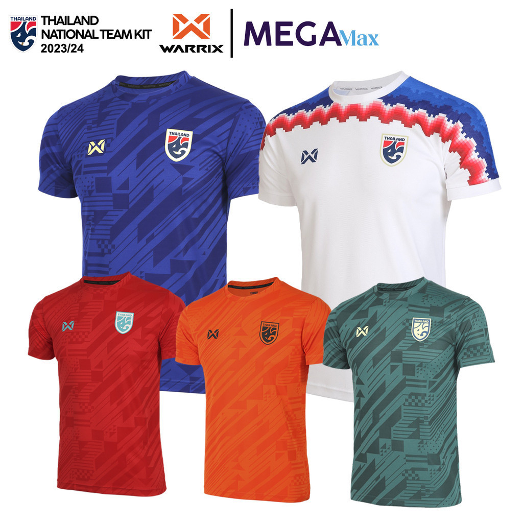 ⚽ คำแนะนำยอดนิยม 3D T-shirt เสื้อยืด 3 มิติเสื้อ ทีมชาติไทย WARRIX 233FBATH53 เกรดเชียร์ คอกลม XS-5XL XS-5XL