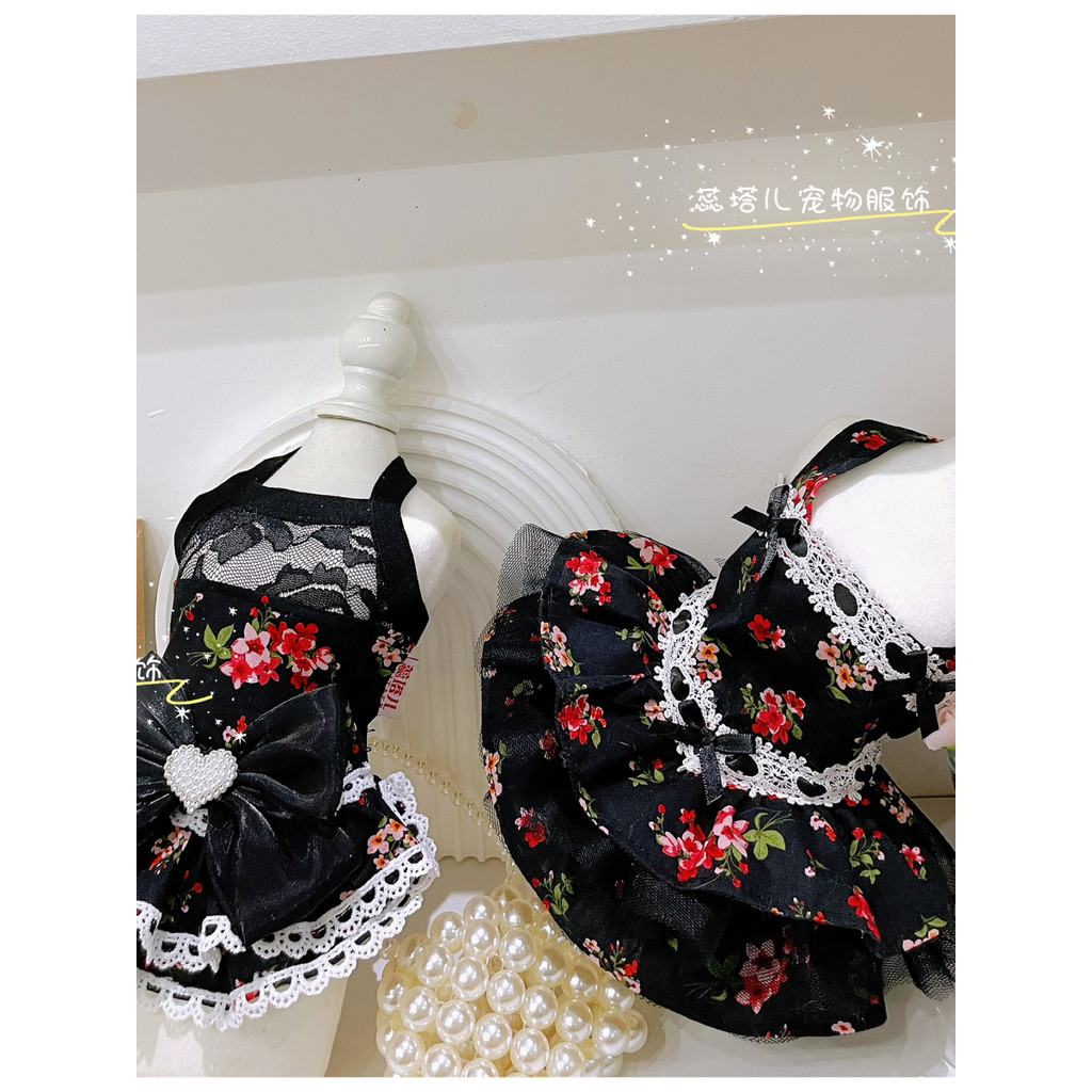 Dog Little Floral Princess Dress Maltese Yorkshire Clothes Dog Lolita Dress Cute Summer Cool Fast