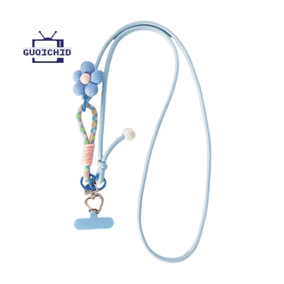สายคล้องคอสร้อยเชือกสายคล้องโทรศัพท์แบบปรับได้สามแบบสำหรับผู้หญิง สายสะพายยาวแบบถัก