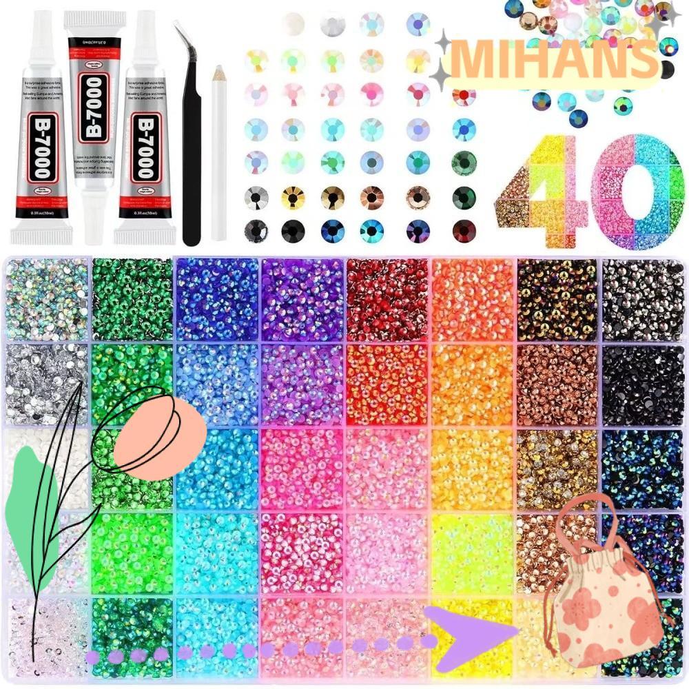 MIH เรซิ่น Rhinestone Kit, Sparkling Diamond Art Jelly Rhinestones, Hot DIY ตกแต่ง Multicolor Bedazzling Rhinestones สําหรับอุปกรณ์แต่งหน้า