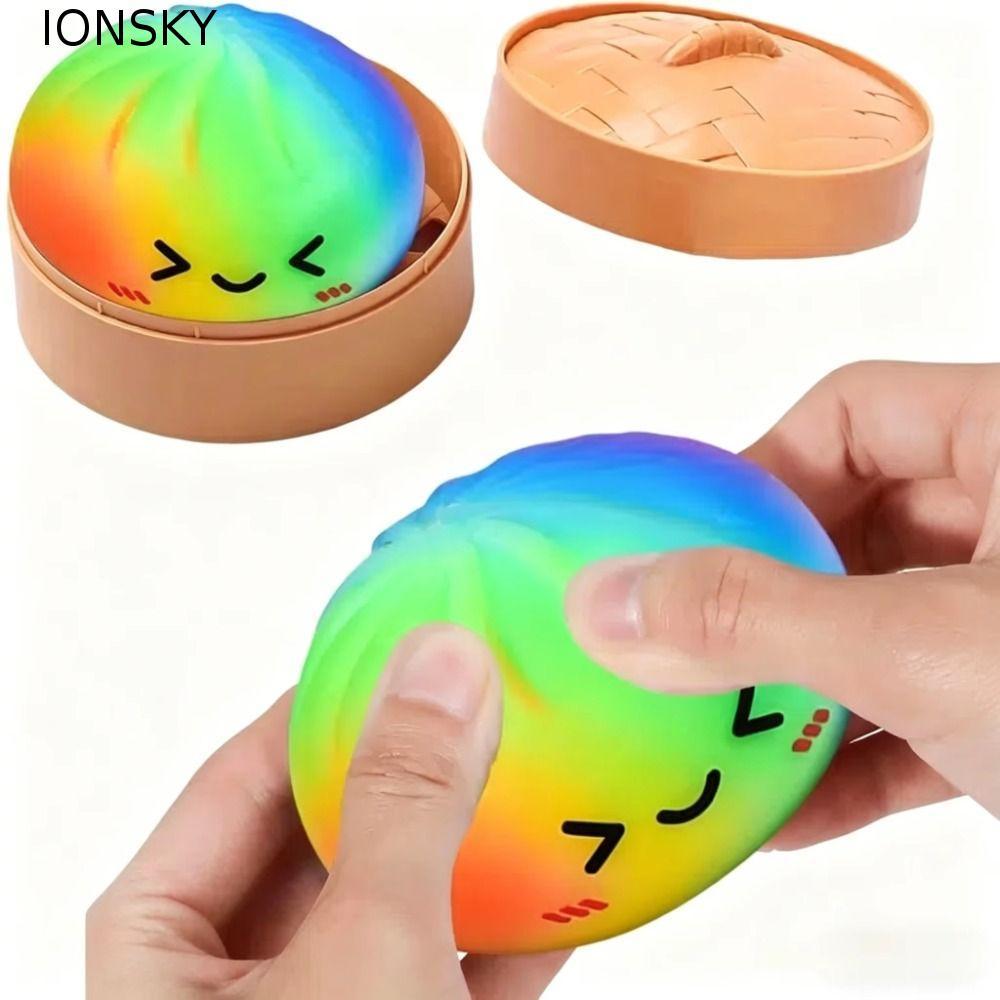 IONSKY Squishy Dumpling, น่ารักนุ่มช้า Rebound Dumpling Squishy ของเล่น, ชายหญิงช้า Rising Pinch Rainbow สี Sensory Fidget Ball ของขวัญเด็ก