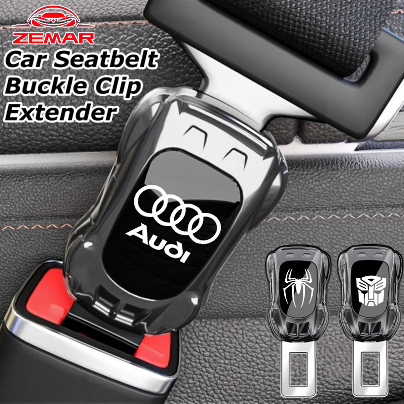 1/2 ชิ้น Audi คลิปหนีบเข็มขัดนิรภัยรถยนต์ รถสปอร์ตรูปร่างความปลอดภัยล็อคหัวเข็มขัด ตัวแปลงช่วยลดเสีย
